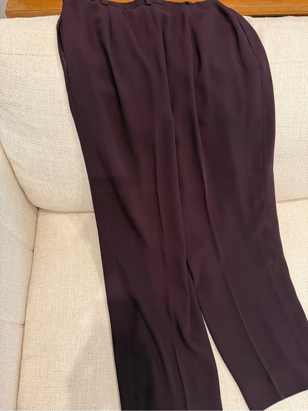 High-Waist Wide-Leg Trousers in Deep Plum
